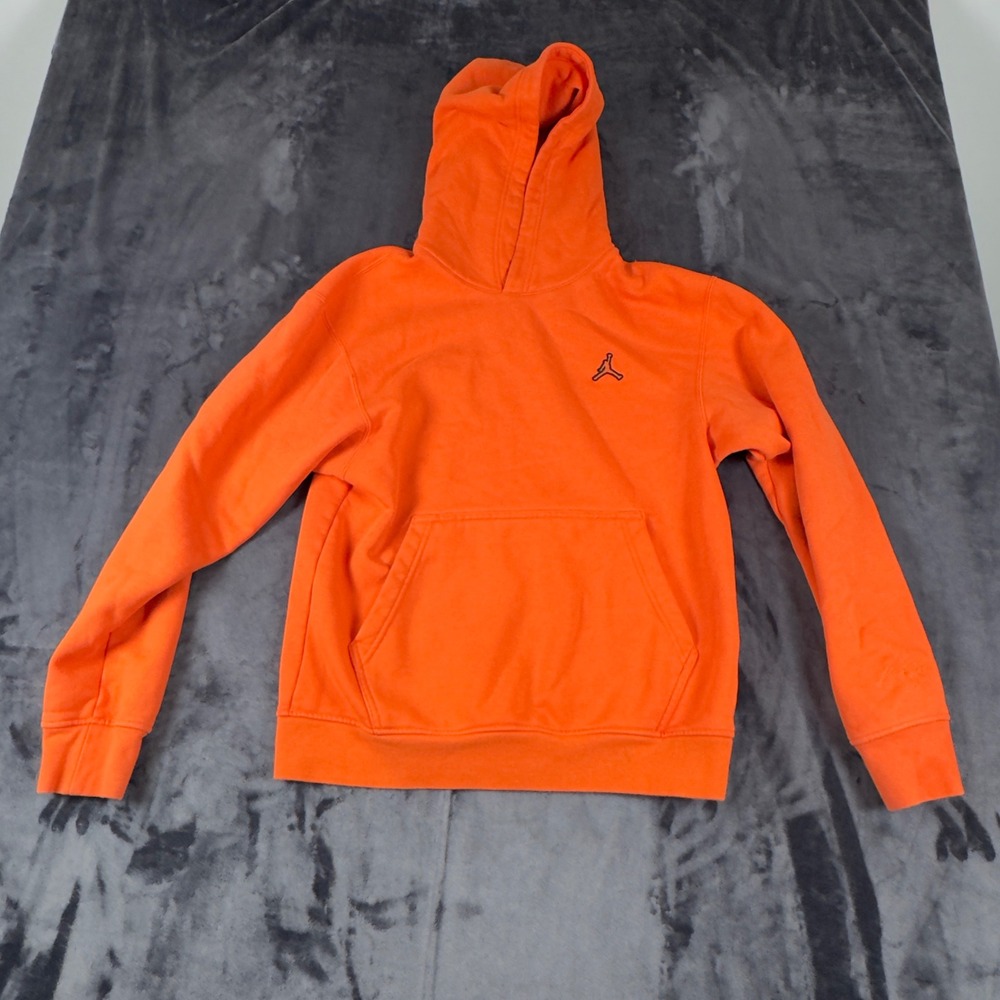 Jordan Hoodie Mens Small Orange Fleece Pullover Jumpman Logo 4229